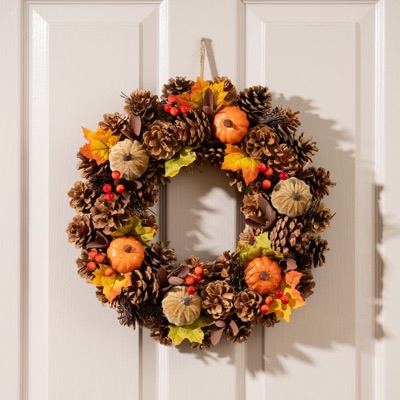Pumpkin & Pinecone Wreath — £28